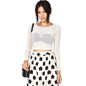 Motel White Long Sleeve Crop Top